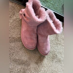 UGG Pink Furry Bowed Women's Boots